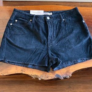 Faded Black High Waisted Light Corduroy Shorts